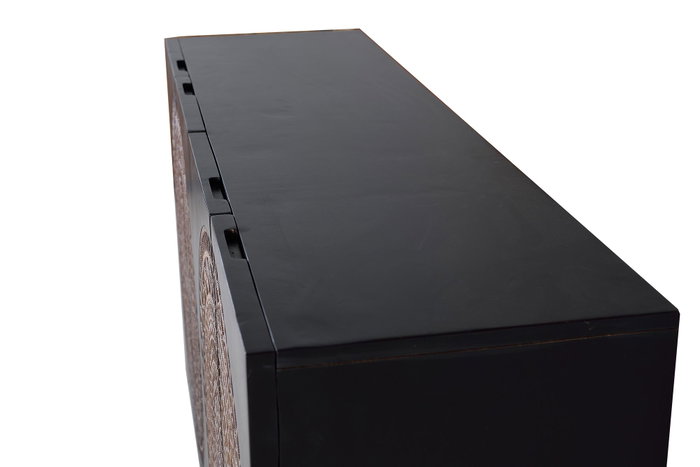 GINER Y COLOMER Buffet 4 portes en bois de manguier et métal, Nogal foncé